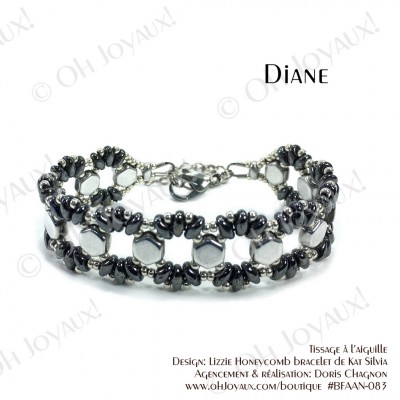 Bracelet Diane en argenté et hématite