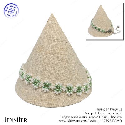 Bracelet Jennifer en vert menthe et blanc