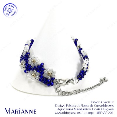 Bracelet Marianne en marine et blanc