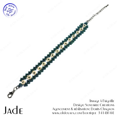 Bracelet Jade en vert et crème