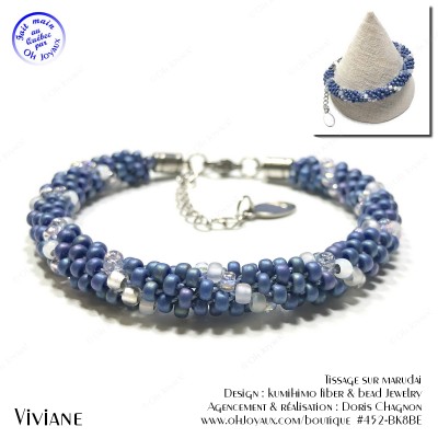 Bracelet Viviane en bleu marine et transparent