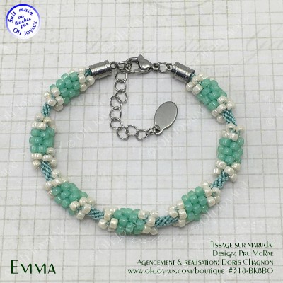 Bracelet Emma en vert kiwi et crème