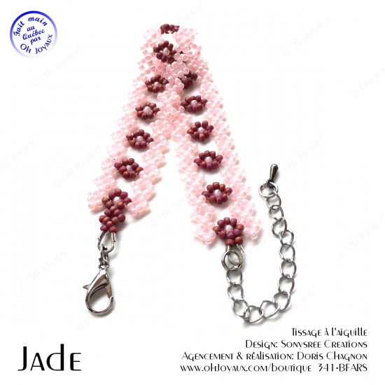 Bracelet Jade en rose et bourgogne