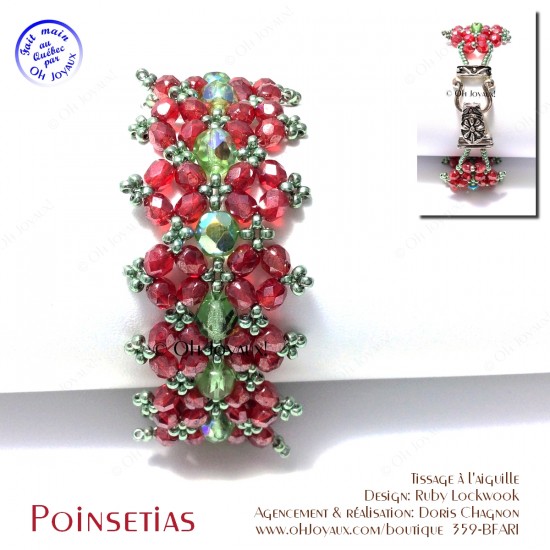 Bracelet Double Poinsettia rouge et vert