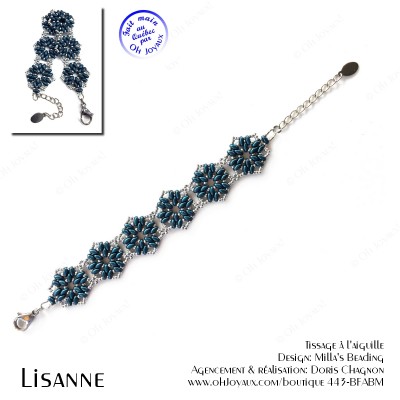 Bracelet Lisanne en bleu denim et argenté
