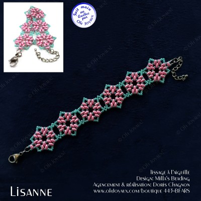 Bracelet Lisanne en rose et turquoise