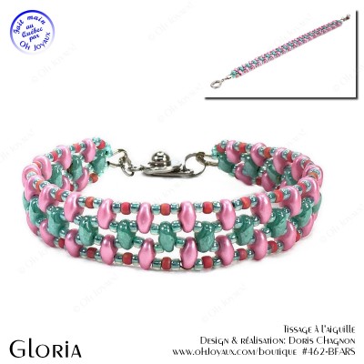 Bracelet Gloria en rose et turquoise