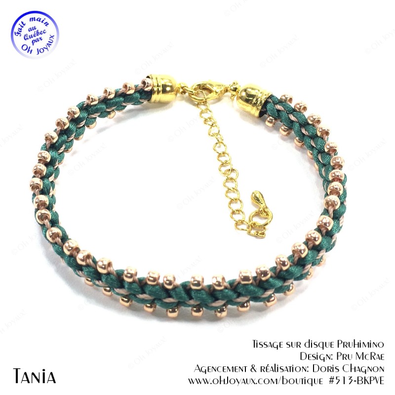 Bracelet Tania en vert et champagne