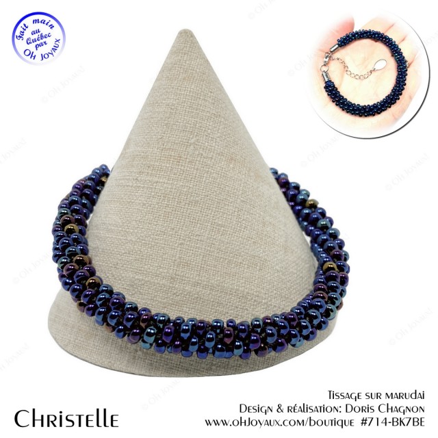 Bracelet Christelle en bleu marine iridescent