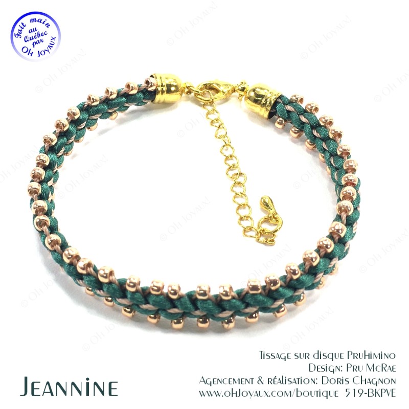 Bracelet Jeannine en vert et champagne