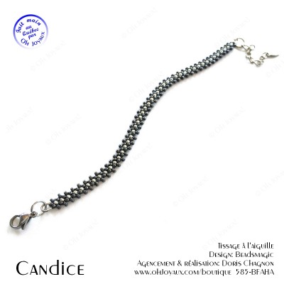 Bracelet Candice de couleur hématite et argenté '