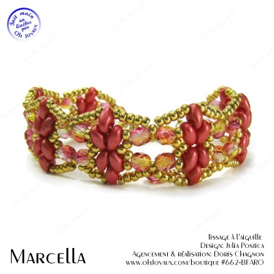 Bracelet Marcella en rouge corail et or