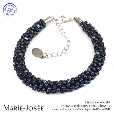 Bracelet Marie-Josée en noir et hématite