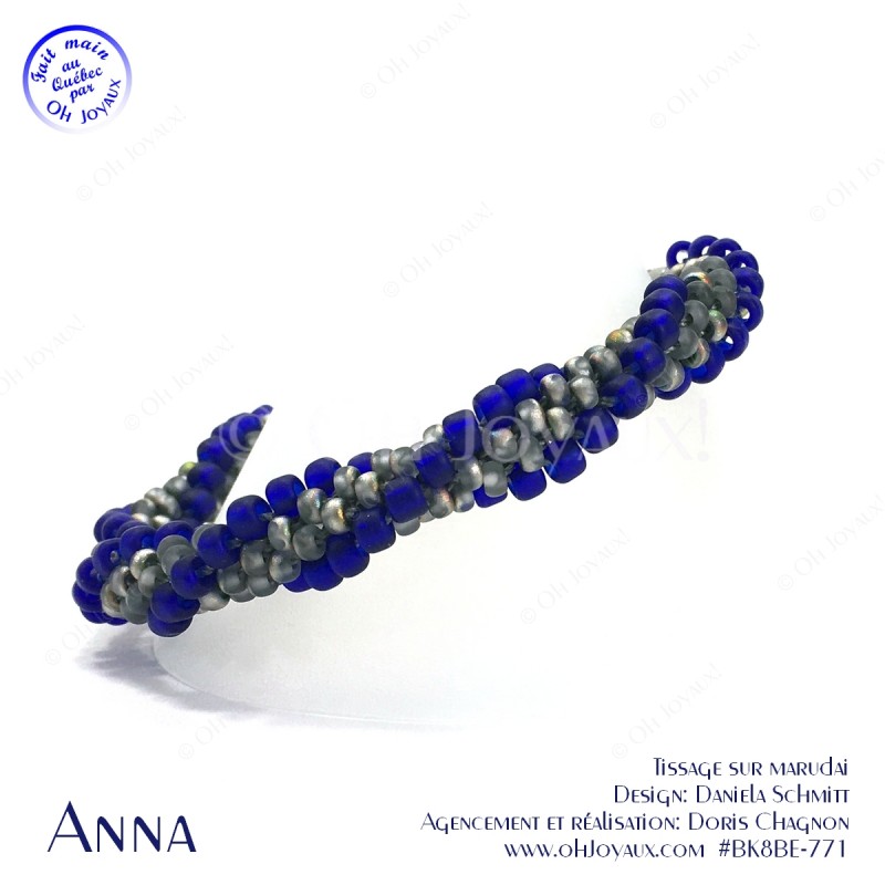 Bracelet Anna en bleu cobalt et gris vitrail