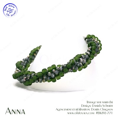 Bracelet Anna en vert sarcelle et gris vitrail