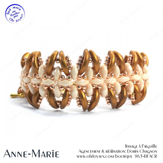 Bracelet Anne-Marie dans les tons de crème, champagne et or antique