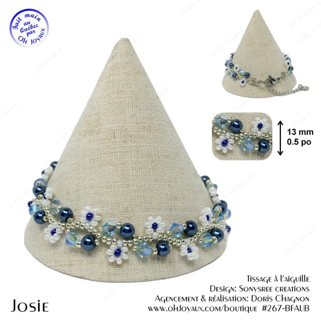 Bracelet Josie en bleu, blanc et argenté #3