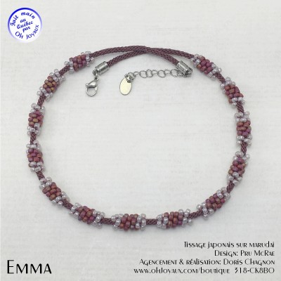 Bracelet Emma en bourgogne et lavande rosée