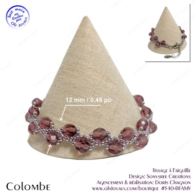 Bracelet Colombe en rose-mauve et argenté