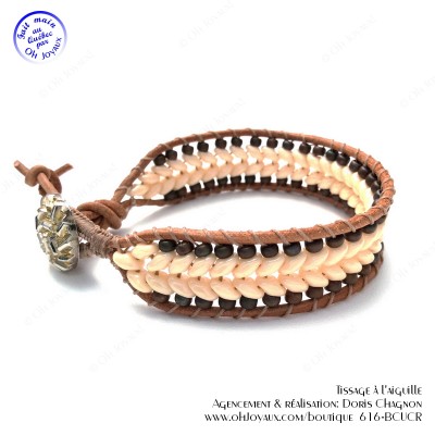 Bracelet de cuir crème au chocolat