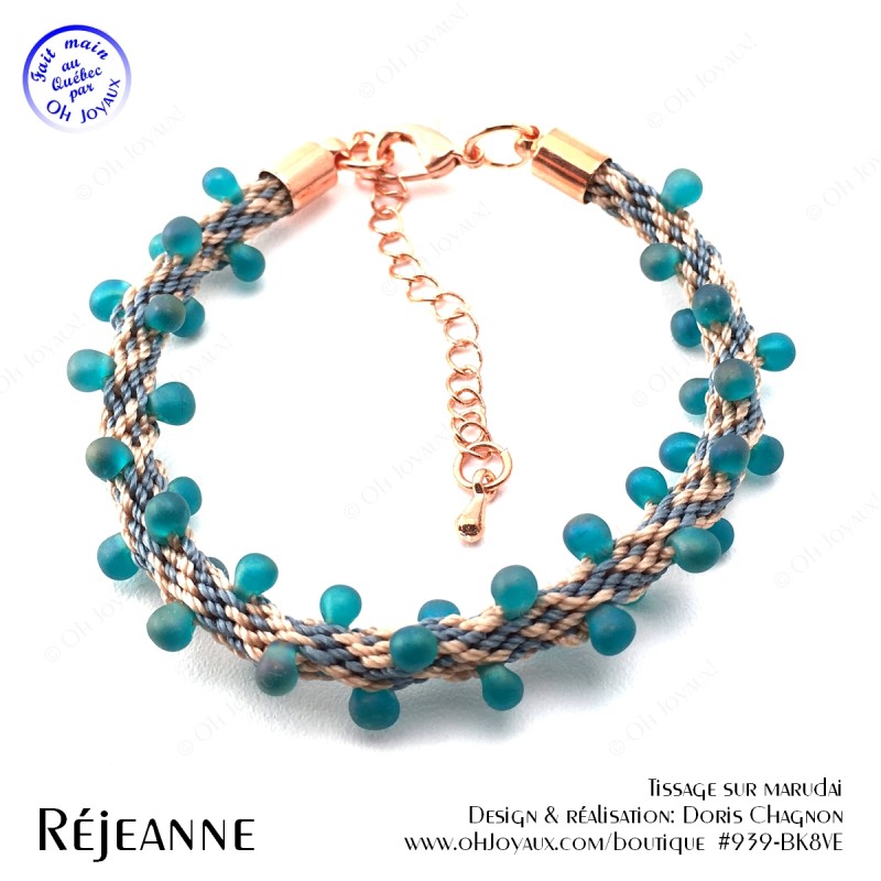 Bracelet Réjeanne en vert et champagne