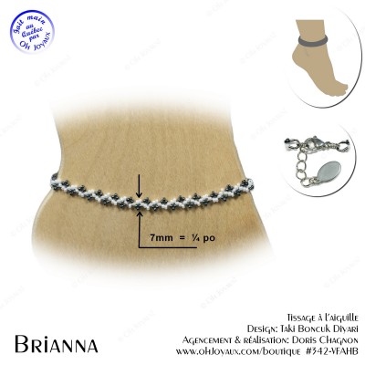 Bracelet de cheville Brianna de couleur blanche et hématite