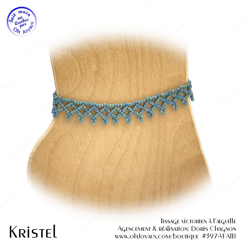 Bracelet de cheville Kristel en bleu-turquoise