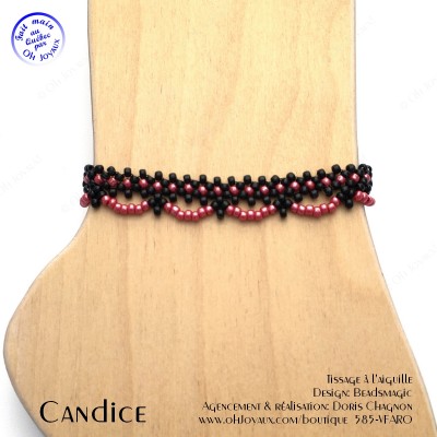 Bracelet de cheville Candice de couleur noire et rouge
