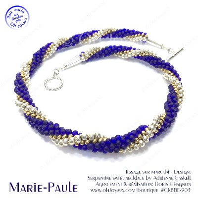 Collier Marie-Paule dans les couleurs de cobalt, argent et or