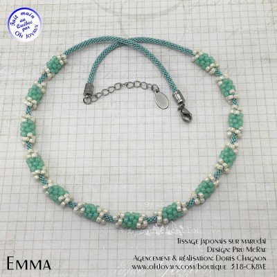 Collier Emma en vert kiwi et crème