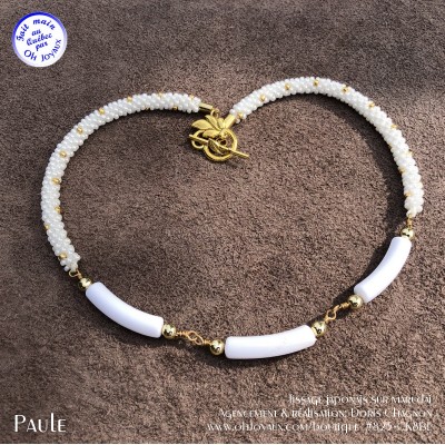 Collier Paule en blanc et doré