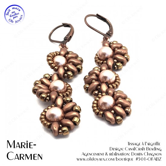 Boucles d'oreilles Marie-Carmen en teintes cuivrés et champagne