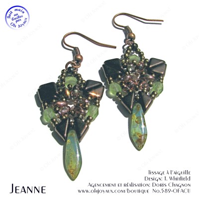 Boucles d'oreilles Jeanne en cuivre et olivine