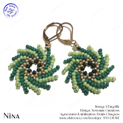 Boucles d'oreilles Nina en vert