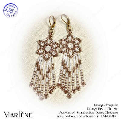 Boucles d'oreilles Marlène en écru et champagne