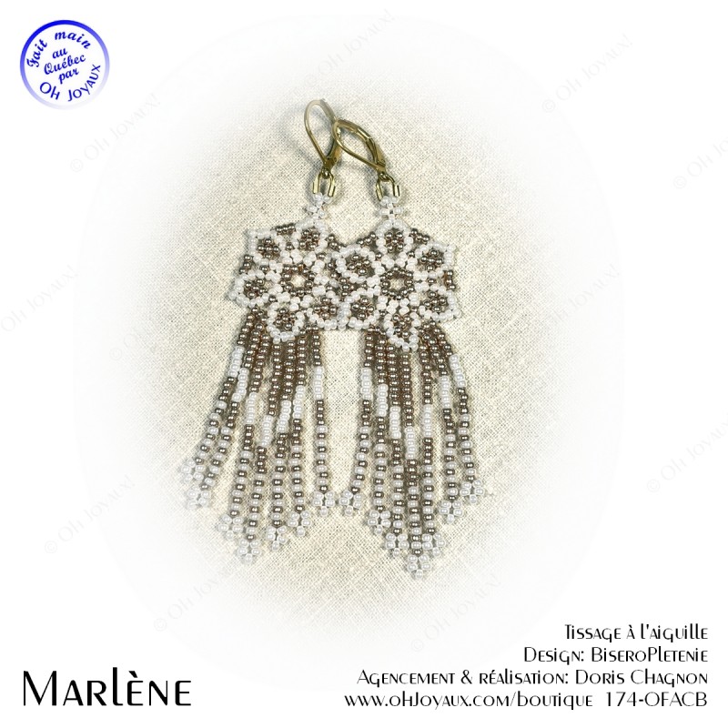 Boucles d'oreilles Marlène en champagne et écru