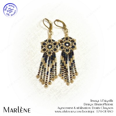 Boucles d'oreilles Marlène en noir et doré