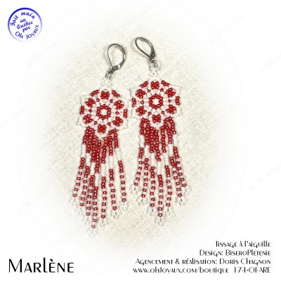 Boucles d'oreilles Marlène en rouge et écru