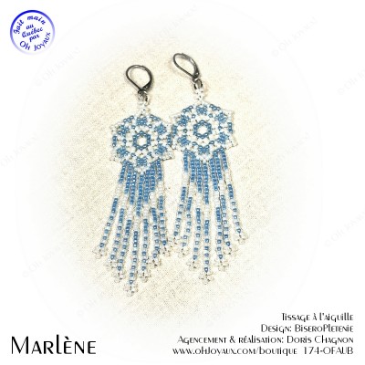 Boucles d'oreilles Marlène en bleu pâle et blanc