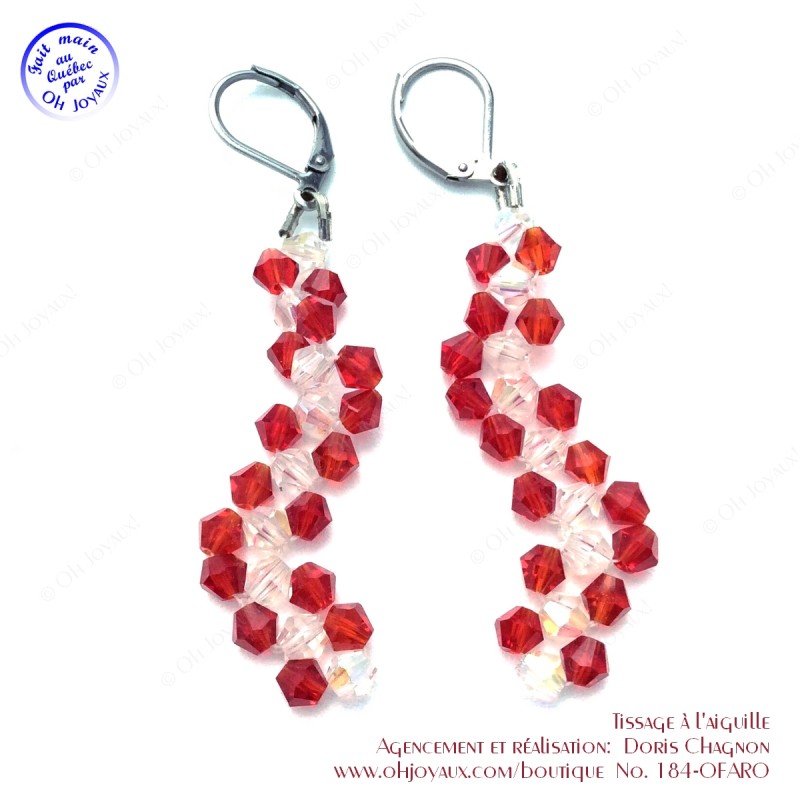 Boucles d'oreilles Comète en rouge plus rouge