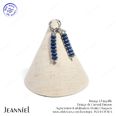 Boucles d'oreilles Jeanniel en bleu pétrole et argenté