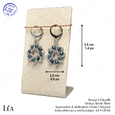 Boucles d'oreilles Léa en vert et labrador