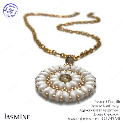 Pendentif Jasmine en blanc et or