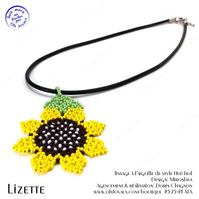 Pendentif Lizette en jaune de style Huichol